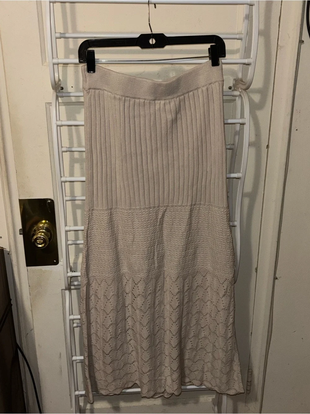 Free People Knit Maxi Skirt w/ Slit Beach Summer Romantic Boho Cover Up Sz M
